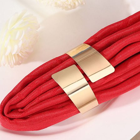 8 stycken servettringar i metall, guld, set med servettringar