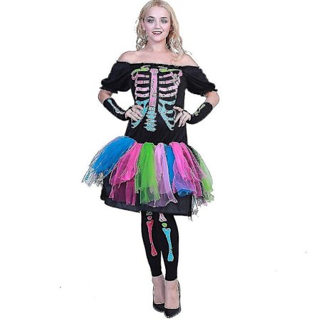 Prestanda Kostym Barn Flickor Kvinnor Horror Fancy Up Outfit