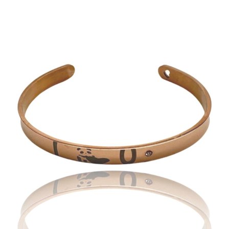 Armbånd ''I love U'' med pandahjerte Valentinsdag rosa guld