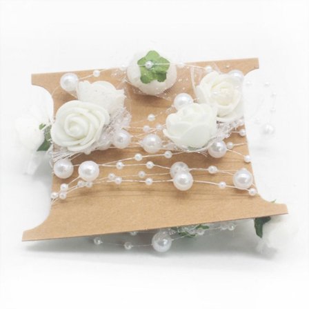 2 STK Kunstige Perler Perler Kæde Rose Blomster Guirlander HVID