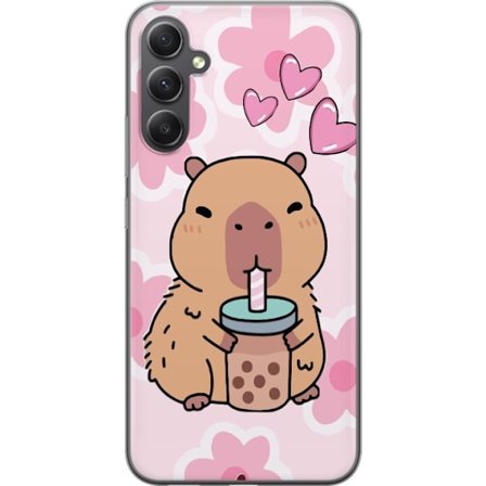 Kompatibelt Mobilskal till Samsung Samsung Galaxy A16 5G Kawaii Capybara Hjärtan Anime Stil Söt Design Djurmotiv TikTok Populärt Present Tjej