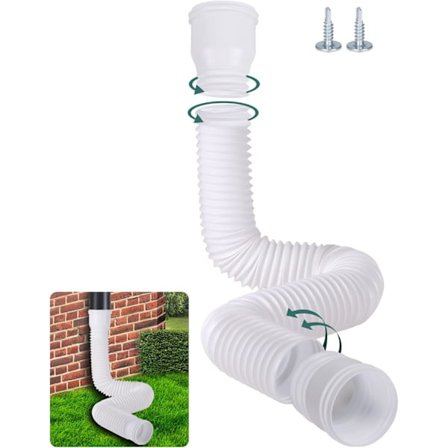 QU) Joustava syöksytorven jatke, pyöreä jatkosarja 80/100 mm syöksytorville, syöksytorven jatko 47–150 cm (valkoinen, 1-FK1-