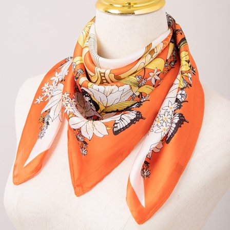 27,5 x 27,5 cm Kvadratisk Silkelignende Hår Tørklæde Hoved Sove Wrap Satin Hårklæde, Orage-16