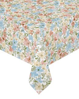 Voksdug med små blomster i metermål Turkis - Linea