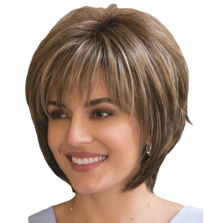 Parykker til kvinder af ægte hår, skrå pandehår, glat hår, kort paryk hovedbeklædning, naturligt dagligt brug hår egnet