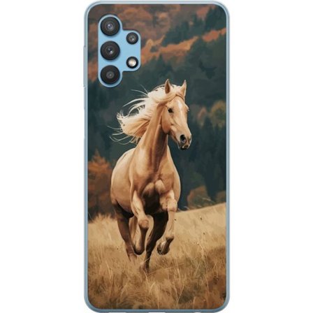 Kompatibelt Mobildeksel til Samsung Galaxy A32 5G Majestetisk hest som galopperer gjennom høstlandskapet med varme farger og en dyp følelse for nature