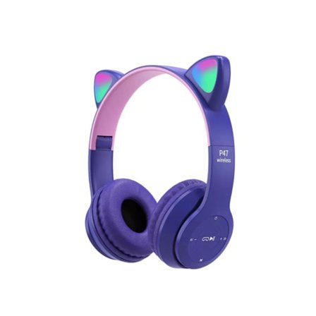 Trådlösa in-ear hörlurar för barn, LED-belysta stereohörlurar med inbyggd mikrofon, lila YEMAESRE