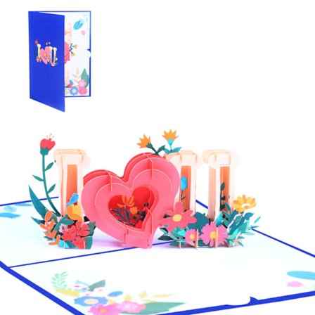 Hjärta Blomma för Pop Up Alla Hjärtans Dag Kort 3D Popup Gratulationskort för Bröllopsdag Alla Tillfällen Fru Make Handgjord Gåva