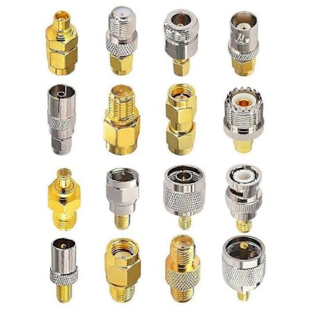 16 Typ SMA-kontakter SMA-adapterkit SMA till MCX/TV/F/BNC/UHF/RP-SMA Rak Typ Nickel Guldpläterad—yux
