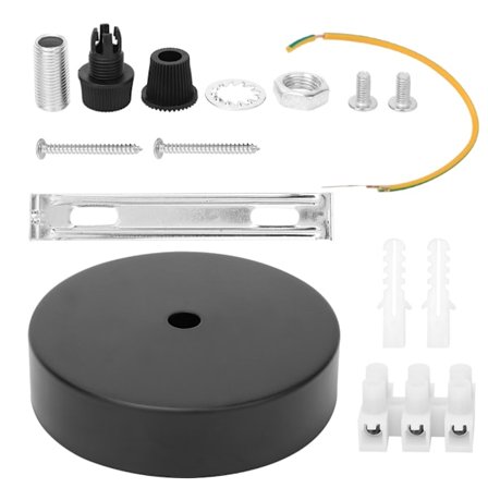 Rund taklampe i aluminium, lampefot, DIY-lysarmatur, svart