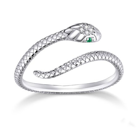 Slange ring 925 sterling sølv ring justerbar åben ringbånd