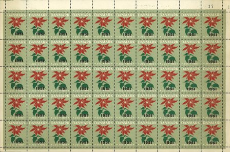 Danmark - julmärkeark 1951/1950 - Ufoldet