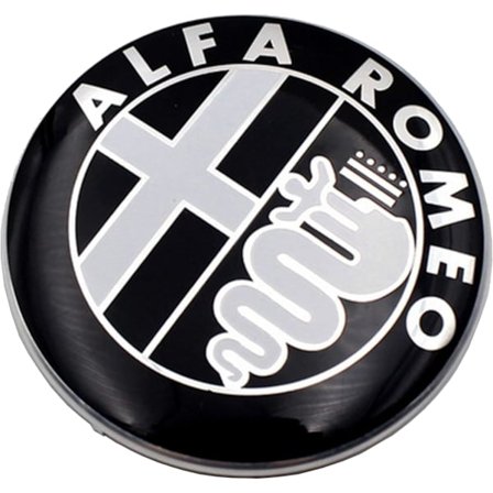 2x Alfa Romeo emblem ornamenter, svart, 60 mm logo, panser foran