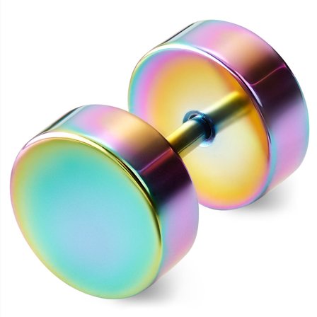 Orecchino a bottone arcobaleno da 8 mm per uomini - Orecchini a bottone