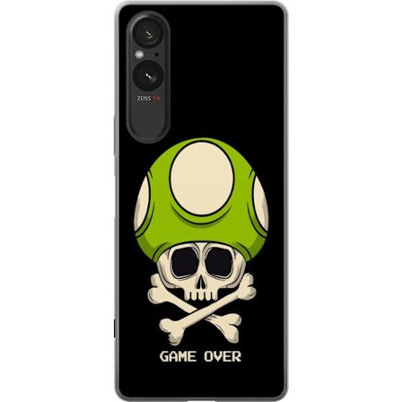 Kompatibelt Mobildeksel til Sony Sony Xperia 5 V Spilmotiv med dødsål og grønn sopp i retro gaming-stil med teksten game over