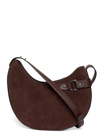 Suede Large Tasha Shoulder Bag Brown Lauren Ralph Lauren