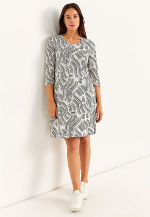 Cellbes of Sweden - Mønstret jerseykjole med lommer i sort / mønstret til damer i størrelse 54/56