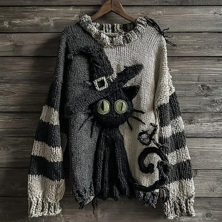 Halloween 3D digital print dame rund hals løs sweater blød sweater afslappet mode