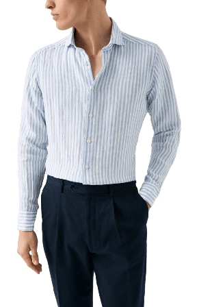 Eton Linne Twill-skjorta Contemporary Fit Skjortor Herr Blå 45