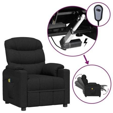 Vidaxl Elektrisk Massagefåtölj Svart Tyg Svart
