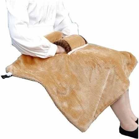 Doublehero Pieni USB-lämmitteinen viltti, automaattinen sammutus, flanelli, pestävä, polville, vyötärölle, olkapäille, ruskea, 60 x 90 cm KLB