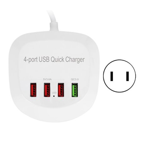 100-240V AC 36W 4 Port USB Oplader QC3 0 Hurtig Opladning 5V 9V 12V 2 4A Rejse Bærbar Oplader