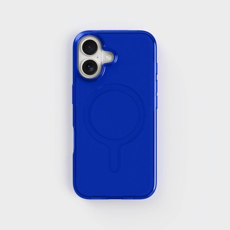 Cobalt Blue CLRPRTCT Case, Circular Blue Tinted Transparent Case, iPhone 16