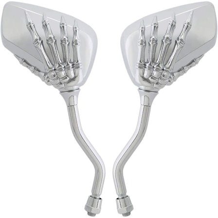 Speil, Universal Motorsykkel Krom Skalle Skjelett Hånd Bakspeil