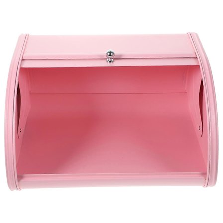 Pink Retro Brødkasse i Jern til Køkkenbrug og Rustfri med Rulledør 26x20x40 cm