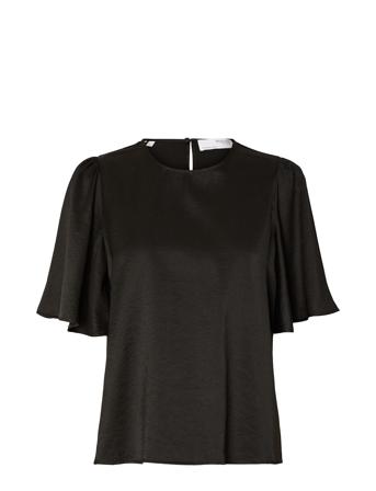 Slfreya 2/4 Top B Blouses Short-sleeved Svart Selected Femme*Betinget Tilbud