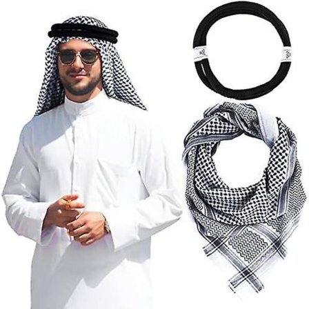 Keffiyeh Arabe Para Hombre Turbante Muslim Palestine Scarf Saudi Arabic Agal Sheik Gorros Kostym för män
