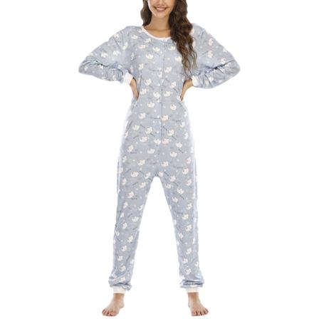 Kvinnor Lös Långärmad Dragkedja Med Rund Hals Jumpsuit