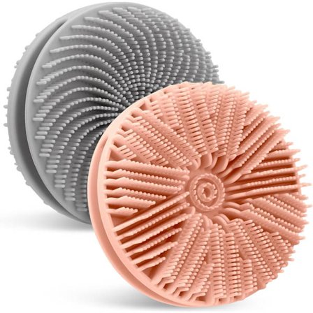 110x110x47MM 2 stk. Dobbeltsidet Silikone Loofah 2-i-1 Silikone Badeskrubbere Eksfolierende Kropsskrub til Kvinder Mænd Blød Silikone Badebørste