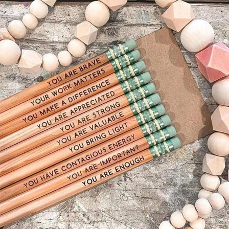 10 STK Affirmation Blyantsæt Studenter Inspirationsblyanter TRÆ wood