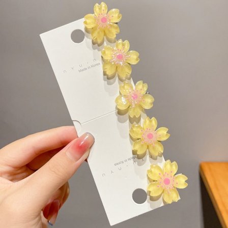 10 st söta körsbärsblommiga hårnålar Blommiga hårklämmor Koreansk stil Huvudbonad Hårtillbehör för flickor och kvinnor Alla hår Gula