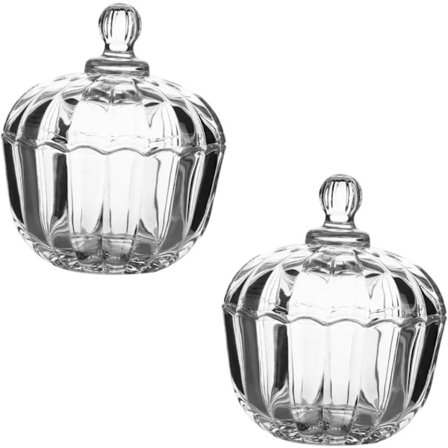 2st Godiskål med lock Glasgodisburk Organizer Små godisburkar med lock Godisbufféburkar Kristallkakaburk med lock Mat Pumpapresent
