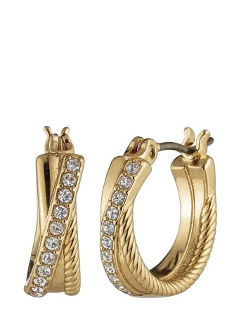 Lauren Ralph Lauren Pe 15Mm Twisted Rope Pave Hoop - Gld/Cry - Gold - ONE SIZE