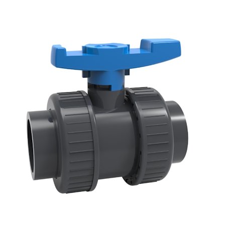 50mm Kulventil - PVC - Med Anslutning på Båda Sidor - 50mm Muff - Grå