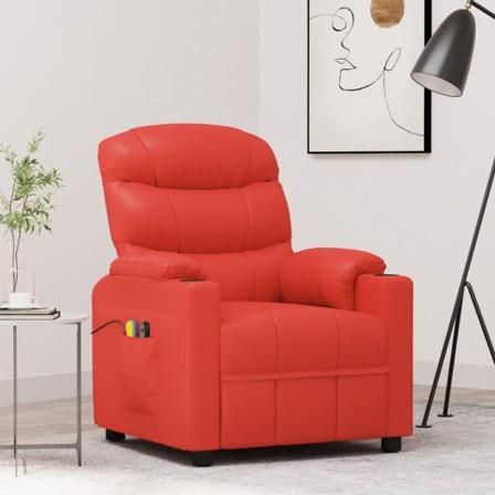 Vidaxl Massagefåtölj Med Uppresningshjälp Röd Konstläder Röd