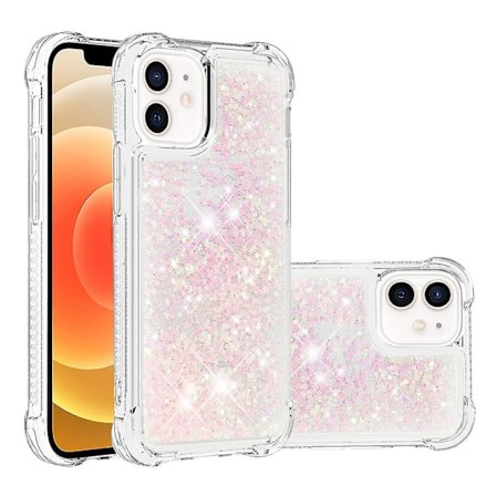 Iphone 12 Mini Cover Glitter Flydende Transparent Glimmer Skinnende Bling Krystal Klar Flydende Kviksand Cover Tpu Silikone