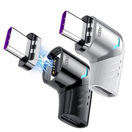 Magnetisk USB-C-adapter (2-pak) - Vinkelret Type-C-stik