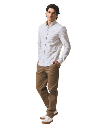 Lexington Casual Striped Flannel B.d Shirt Flanellskjortor Herr Beige XXL