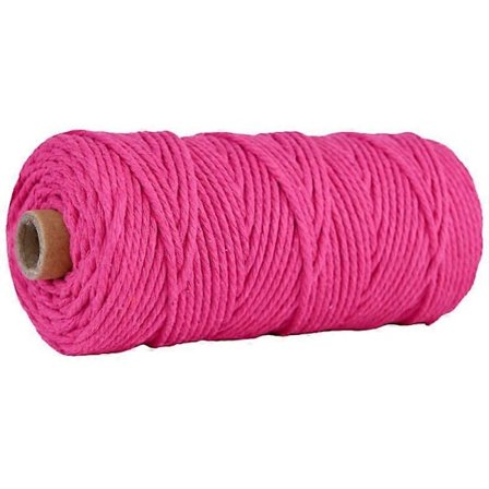 3MM 100M Makramé Snöre, 4-Trådigt Tvinnat Bomullssnöre Naturligt Bomullsrep (rosröd) db