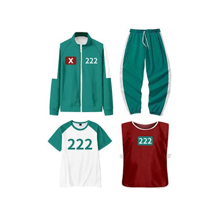 Squid Games 4-delt kostymesett for voksne