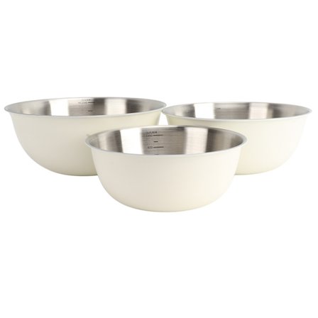 3 stk. 304 rustfri stål blandeskål hjem køkken salatskål bagning æltning dej æg skål med skala cremet hvid