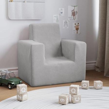 Vidaxl Barnsoffa Ljusgrå Mjuk Plysch Grå