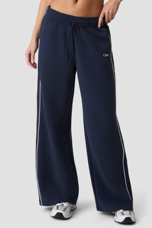 Contrast Straight Leg Pants Midnight Blue