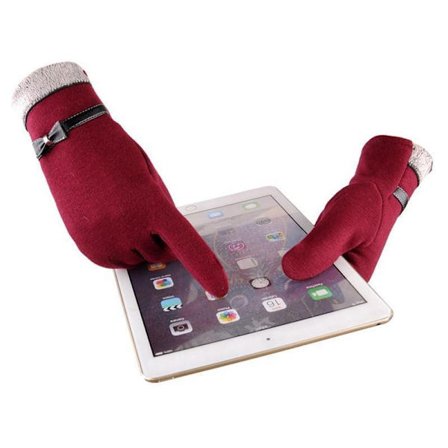 Fleece & bow gloves used with Mobile touch iPad