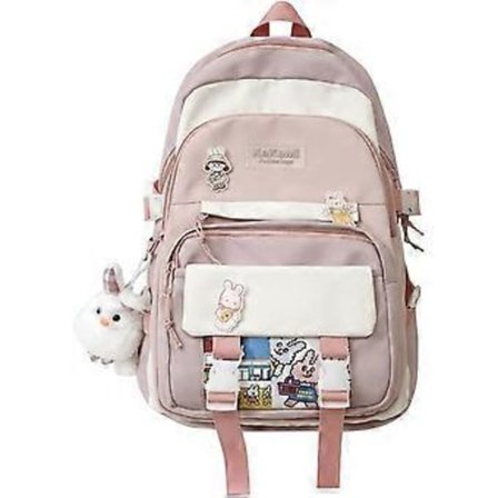 Söt Kawaii Ryggsäck för Skolan Kawaii Ryggsäck med Kawaii Nål och Tillbehör Ryggsäck Söt Estetisk Ryggsäck (Rosa)