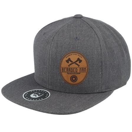 Bearded Man - Grå snapback Caps - Wood Work Emblem Classic Dark Heather Grey Snapback @ Hatstore